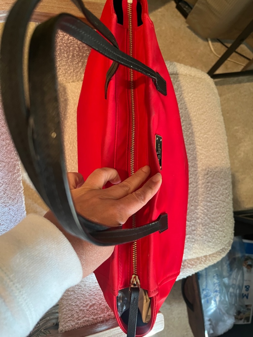 kate spade Bright Red Nylon Tote with Black Handles - Picture 11 of 13